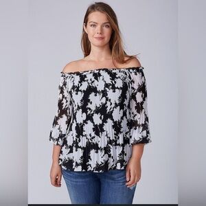 Lane Bryant Black and White Off-Shoulder Top size 22-24